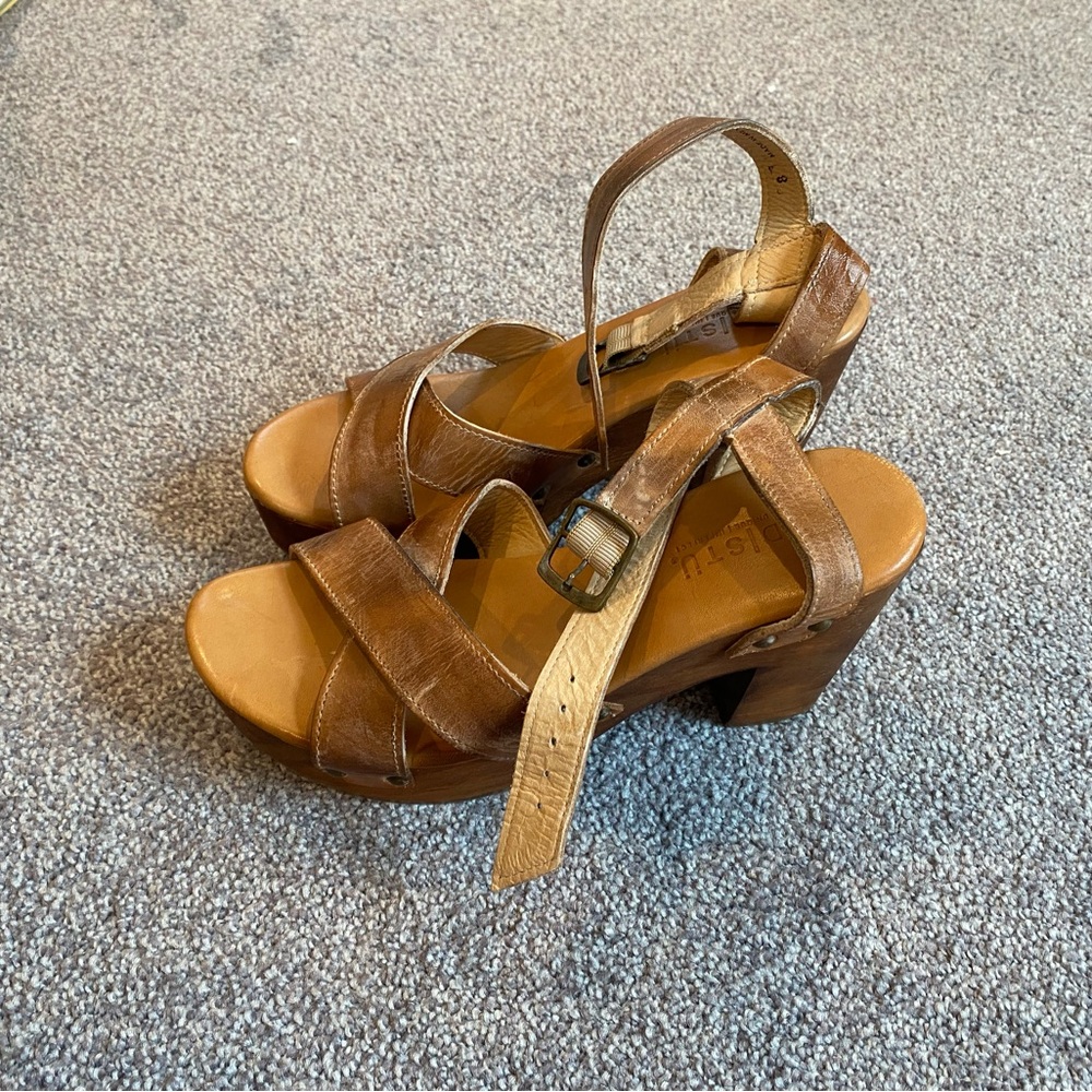 Women's Brown Leather Platform Sandals